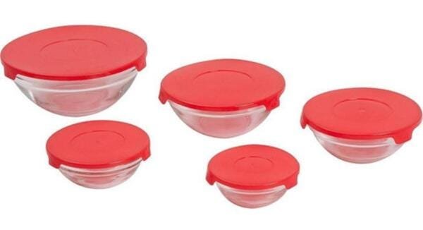 Conjunto De Potes De Vidro 5 Peças Vermelho - La Cuisine - 1