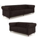 Ver imagem 2 de Conjunto de Sofá Sala de Estar Stanford Chesterfield 2 e 3 Lugares 200cm/240cm Pés Madeira Couro Mar