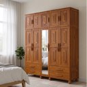 Ver imagem 1 de Guarda-Roupa 10 Portas 4 Gav. Estrutura em Madeira Vega - Cedro