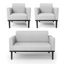 Ver imagem 2 de Conjunto 2 Poltronas e 1 Namoradeira Decorativa Karen Pés Fixo em Madeira Preto Linho Cinza G19 - Gr
