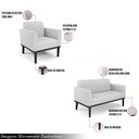 Ver imagem 3 de Conjunto 2 Poltronas e 1 Namoradeira Decorativa Karen Pés Fixo em Madeira Preto Linho Cinza G19 - Gr