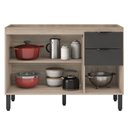 Ver imagem 3 de Balcão para Cozinha 120cm 3 Portas 2 Gavetas Firenze Ssx Multicoisas Cor Avena/grafito