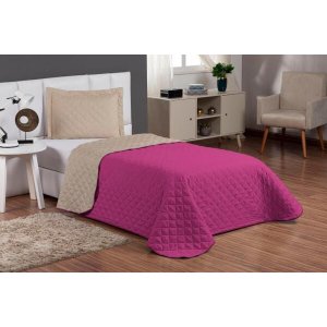 Cobre Leito Infantil Solteiro 2 Peças Dupla Face Pink/Caqui
