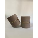 Ver imagem 1 de Kit 2 Pufes com Detalhe Dourado - Decoração - Marrom - Veludo