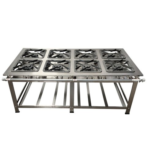Fogão Industrial Gold 8 Bocas 4qs 4qd Baixa Pressão Inox 430 Perfil 10 Cefaz