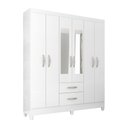 Ver imagem 2 de Guarda-roupas Casal 6 Portas 2 Gavetas Brasilia Branco - Atualle