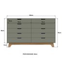 Ver imagem 4 de Quarto Infantil Cama de Solteiro 3 em 1 e Cômoda 10 Gavetas em MDF Premium Helena e Alice Verde/Verti/Louro Freijó Grann
