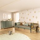 Ver imagem 1 de Quarto Infantil Cama de Solteiro 3 em 1 e Cômoda 10 Gavetas em MDF Premium Helena e Alice Verde/Verti/Louro Freijó Grann