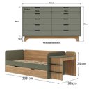Ver imagem 3 de Quarto Infantil Cama de Solteiro 3 em 1 e Cômoda 10 Gavetas em MDF Premium Helena e Alice Verde/Verti/Louro Freijó Grann