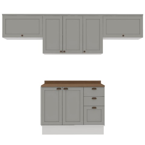 Cozinha Completa 4PÇS 7 Pts 3 Gav Iluminata Branco/Fendi