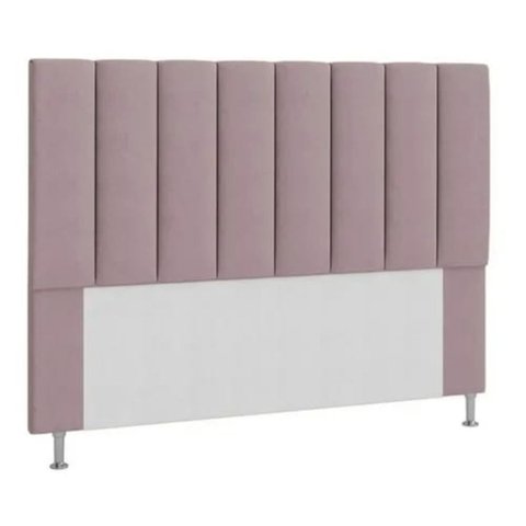 Cabeceira Estofada Cama Box King 195 cm Carla Suede Rosê