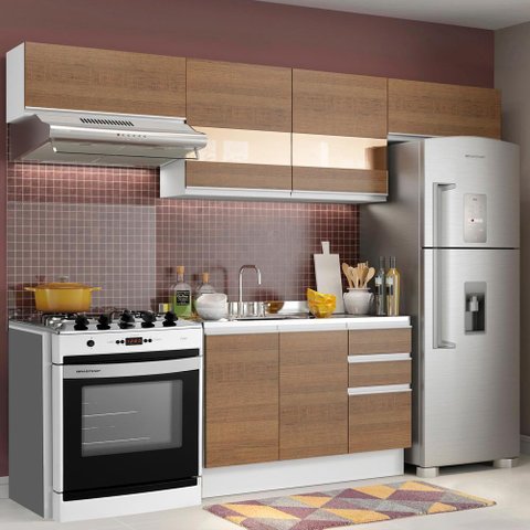 Cozinha Marina Rustic Branco com Armário e Balcão Madesa