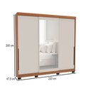 Ver imagem 4 de Guarda-roupa Casal Madrid 3 Portas 4 Gavetas com Espelho Creme/freijó - Politorno