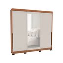 Ver imagem 2 de Guarda-roupa Casal Madrid 3 Portas 4 Gavetas com Espelho Creme/freijó - Politorno