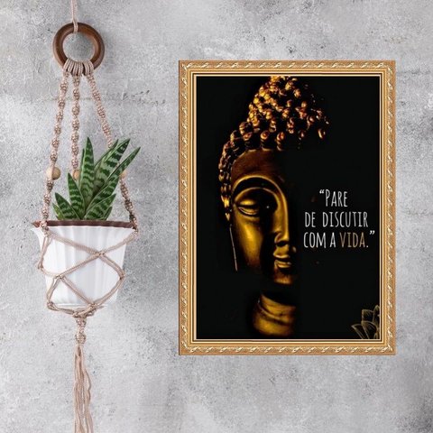 Quadro Moldura Dourada Frase Buda 45x34cm:com Acetato