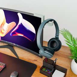 Suporte para Headset Canto Monitor-compacto-organizador -lado Direito-abs-fone de Ouvido-acessório - 2