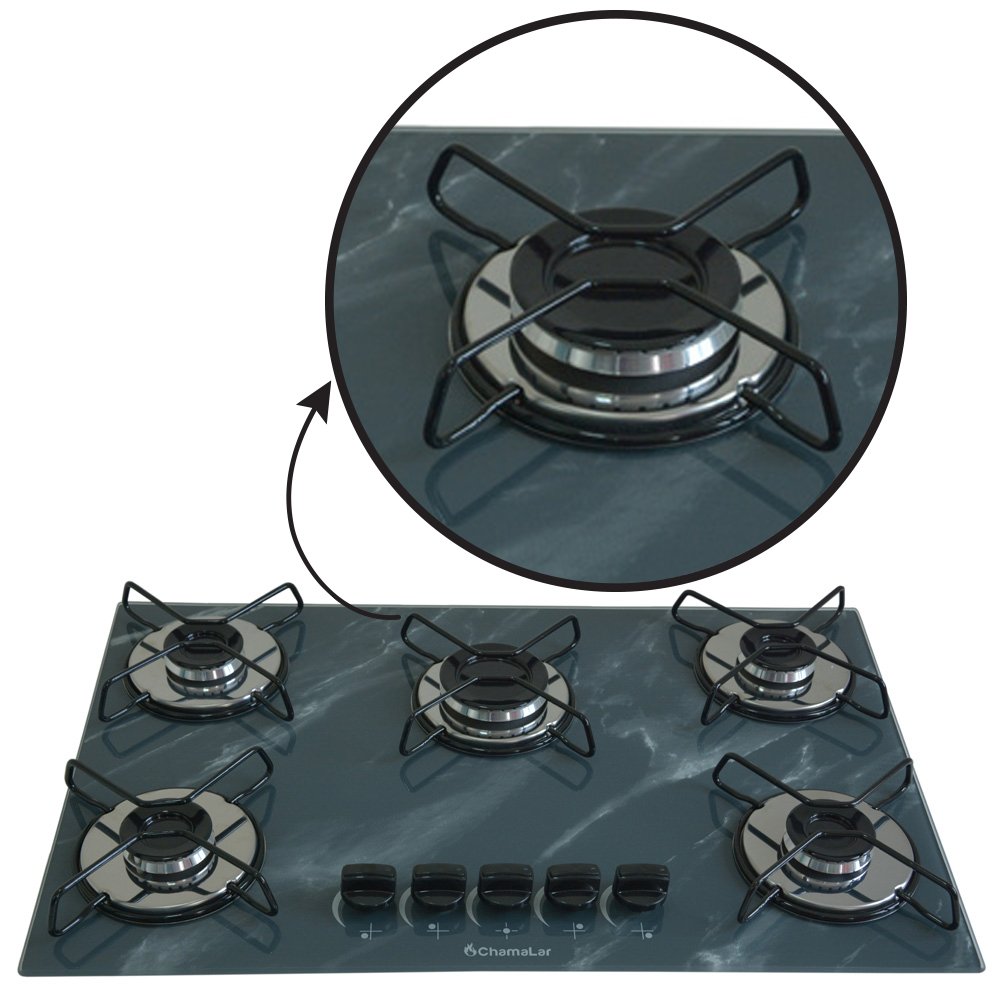 Cooktop 5bocas Ultra Chama 127/220v Marmo Cinza - 4