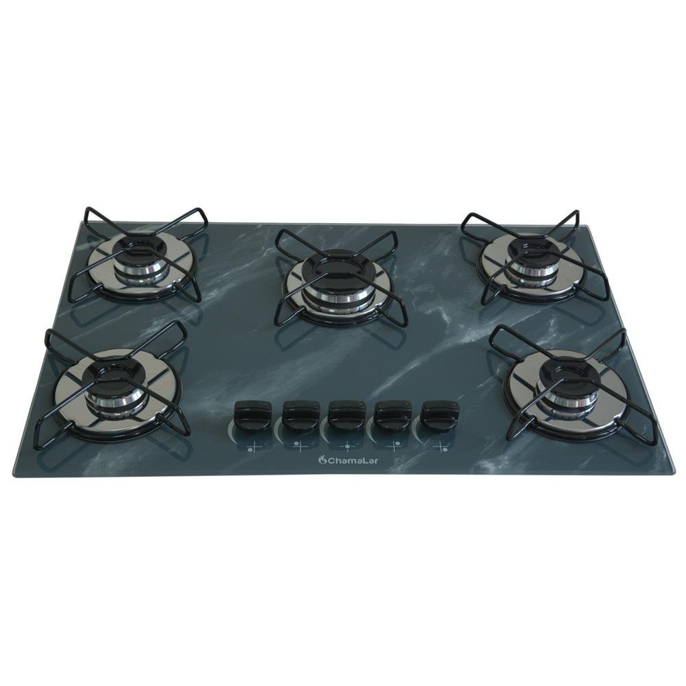 Cooktop 5bocas Ultra Chama 127/220v Marmo Cinza