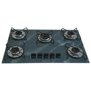 Cooktop 5bocas Ultra Chama 127/220v Marmo Cinza