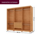 Ver imagem 3 de Guarda-Roupa Casal 100% MDF 3 Portas de Correr 4 Gavetas com Pés e Espelho Chile Off White/Marromle