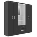 Ver imagem 1 de Guarda Roupa Capelinha Evidencia Solteiro com Espelho 4 Portas 2 Gavetas Cor Preto