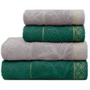 Ver imagem 1 de Jogo de Toalha 4 Peças - Felpuda - Nativa Folhas - 100% Algodão - Appel Cor: Granito / Verde