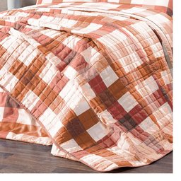 Colcha Queen 3 Peças Algodão Cobre Leito Percal 160 Fios Classic:xadrez Terracota - 2