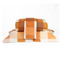 Colcha Queen 3 Peças Algodão Cobre Leito Percal 160 Fios Classic:xadrez Terracota - 3