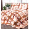 Colcha Queen 3 Peças Algodão Cobre Leito Percal 160 Fios Classic:xadrez Terracota - 1