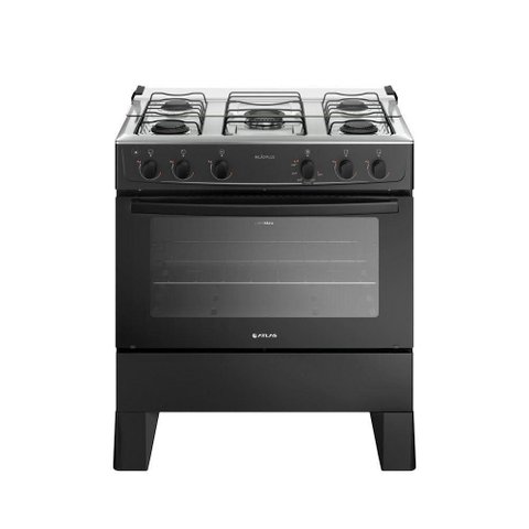 Fogão 5 Bocas com Mesa Inox Milão Plus 300001773 Atlas Preto Bivolt