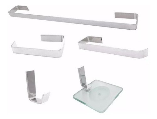 Kit Acessórios P/ Banheiro Aço Inox 5 Peças