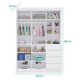 Berço Americano Danny e Guarda Roupa Infantil Eloá Branco Acetinado - Phoenix Baby - 4