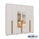 Ver imagem 5 de Guarda-Roupa Casal 6 Portas 3 Gavetas com Espelho 100% MDF Napoli Off White/Nevaska