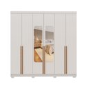 Ver imagem 2 de Guarda-Roupa Casal 6 Portas 3 Gavetas com Espelho 100% MDF Napoli Off White/Nevaska