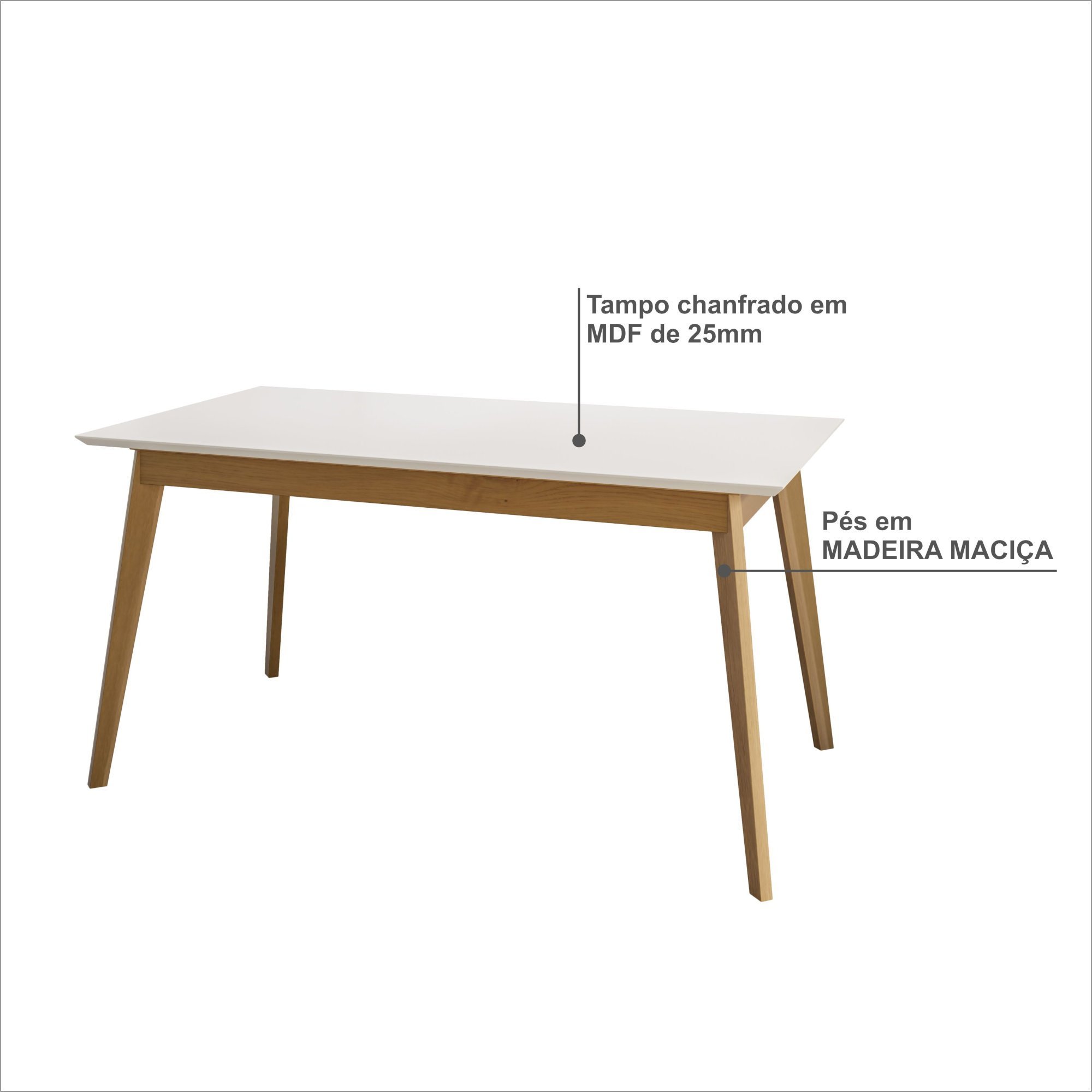 Mesa de Jantar Olive 6 Lugares 160cm Babus - Imbuia / Off White - 3