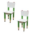 Ver imagem 1 de Kit 2 Cadeiras Cadeira Infantil Lápis Verde Assento e Encosto Brancos para Estudos e Desenhos Mobí