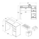 Ver imagem 2 de Penteadeira Escrivaninha 4 Gavetas c/ Tampo de Vidro 90cm Ditália
