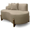 Ver imagem 2 de Sofá Curvo Pé de Madeira 2 Lugares Feijão Forma Orgânica Linho