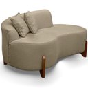 Ver imagem 4 de Sofá Curvo Pé de Madeira 2 Lugares Feijão Forma Orgânica Linho