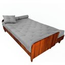 Ver imagem 7 de Sofá Cama Paris Ii Ripado Acquablock Madeira Maciça Imbuia - Cinza Linho
