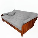 Ver mais imagens de Sofá Cama Paris Ii Ripado Acquablock Madeira Maciça Imbuia - Cinza Linho