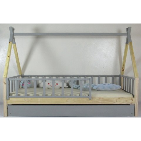 Bicama Infantil Solteirão Cabana Colorida Madeira Maciça Pinus Grade Vertical