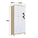 Ver imagem 3 de Guarda Roupa Infantil 91,5cm X 198cm C/ 3 Portas e 2 Gavetas Cor:carvalho Araguaia com Branco