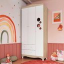 Ver imagem 1 de Guarda Roupa Infantil 91,5cm X 198cm C/ 3 Portas e 2 Gavetas Cor:carvalho Araguaia com Branco