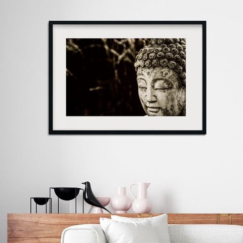 Quadro Horizontal Buda - 60x48cm:madeira Branca