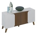 Ver imagem 2 de Balcão Buffet Seleto 4 Portas 2 Prateleiras Off White/pinho Ripado - Pnr Móveis