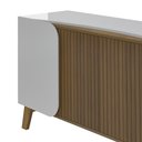 Ver imagem 5 de Balcão Buffet Seleto 4 Portas 2 Prateleiras Off White/pinho Ripado - Pnr Móveis