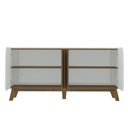 Ver imagem 6 de Balcão Buffet Seleto 4 Portas 2 Prateleiras Off White/pinho Ripado - Pnr Móveis