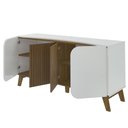 Ver imagem 3 de Balcão Buffet Seleto 4 Portas 2 Prateleiras Off White/pinho Ripado - Pnr Móveis