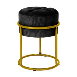 Puff Decorativo Estofado Capitonê Cores em Ferro Dourado:preto - 1